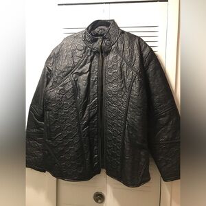 BLACK LEATHER JACKET QUILTED DESIGN 
SIZE 6X LIKE NEW NO CALLOUTS 
Xtra Shipping